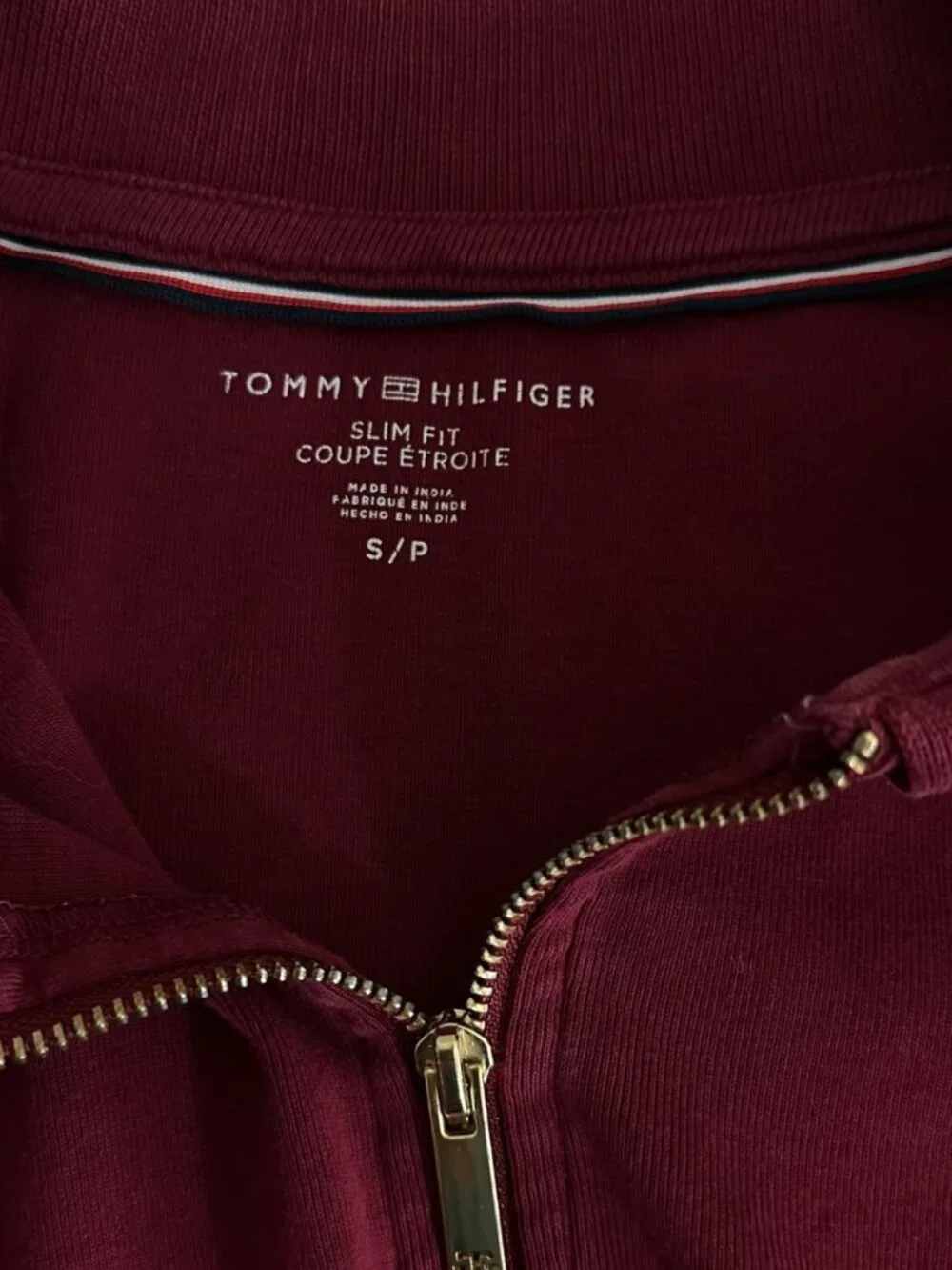 Tommy Hilfiger Women's Size S Slim Fit Half Zip Wine Polo Shirt